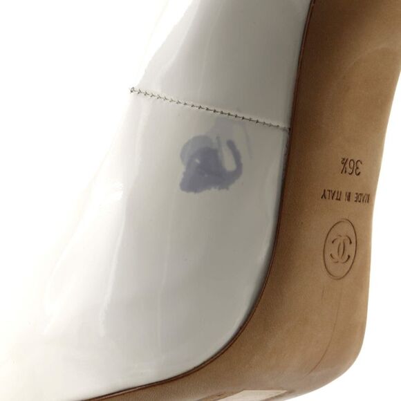 Chanel Women's Cap Toe Pumps Patent Black, White - Picture 12 of 14